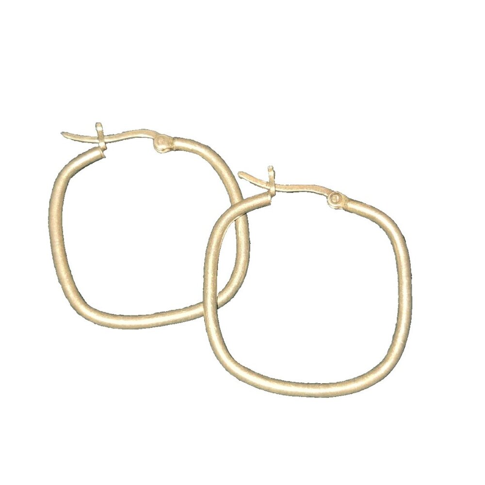 Sterling Silver 925 Marked‎ Squared Hoop Hinged Back Earrings 1.125"X1.125"